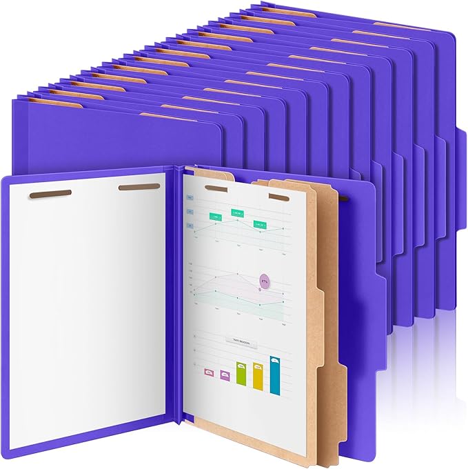 Skyygemm 48 Pcs Classification Folders Letter Size, 2 Divider Pressboard File by Skyygemm