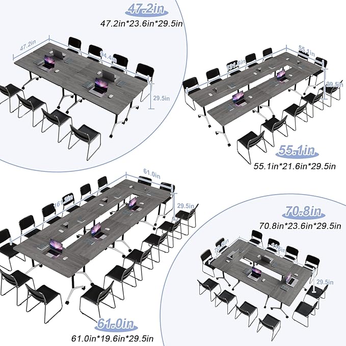 WYMHYZ Conference Table Flip Top Mobile Conference Room Tables, Folding - Image 3
