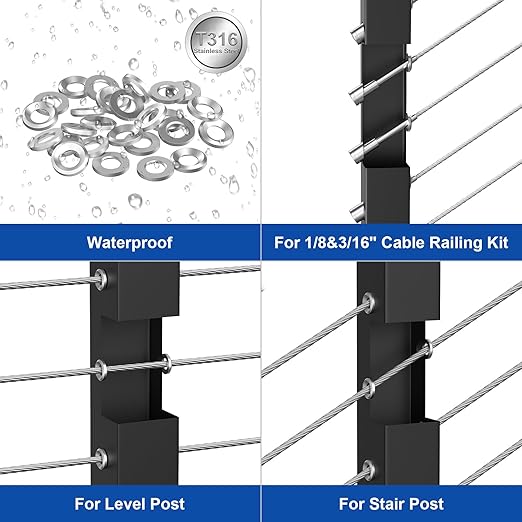 BLIKA 100Pack Cable Railing Adhesive Sleeves - Image 8
