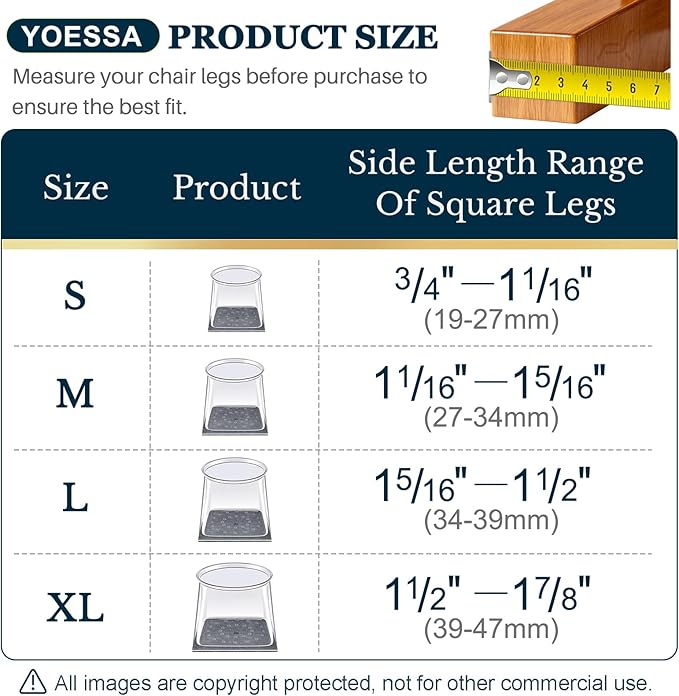 32 Pcs Chair Leg Floor Protectors Square, Floor Protectors - Image 4
