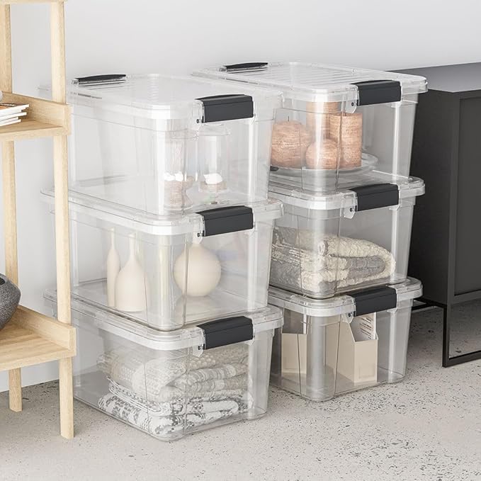 Superio Storage Bins with Lids- 2 Pack, 6.6 Qt Clear Boxes - Image 7