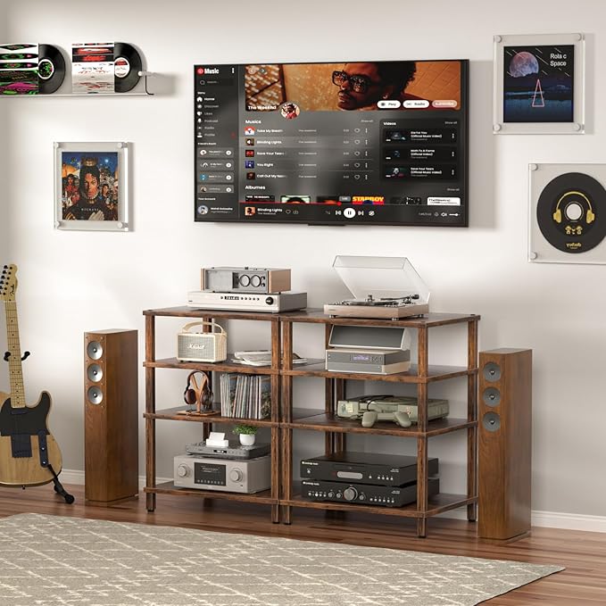 4-Tier AV Media Player Stand, Modern Stereo Cabinet, Wooden TV Stand, Game - Image 4