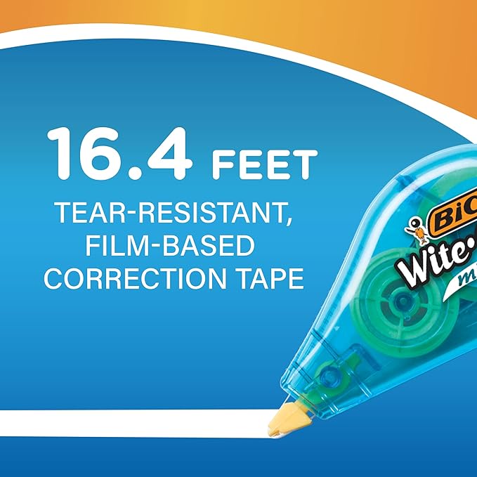 BIC Wite-Out Brand Mini Correction Tape, 16.4 Feet, 12-Count Pack of White - Image 7