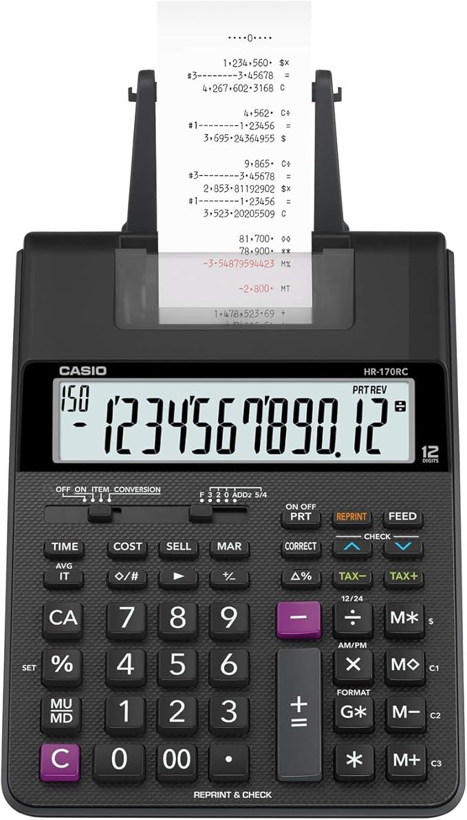 Casio HR-170RC Plus – Mini Desktop Printing Calculator | Check & Correct by Casio