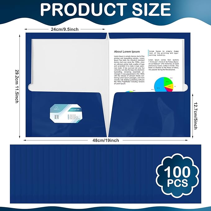 Yeaqee 100 Pack 2 Pockets Glossy Laminated Paper Folder First Day of School - Image 2