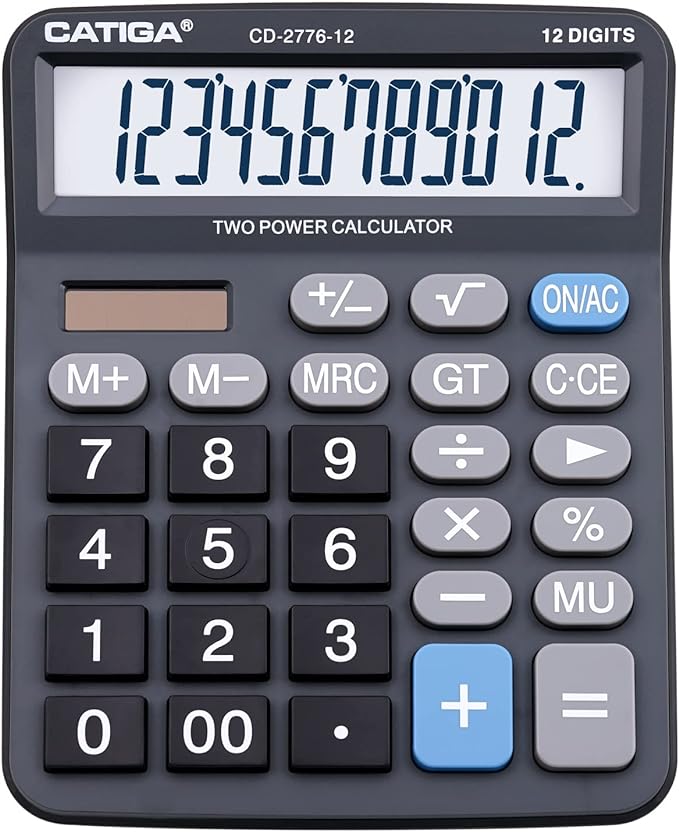 Premium Commercial 12-Digit Large Desktop Calculator by CATIGA