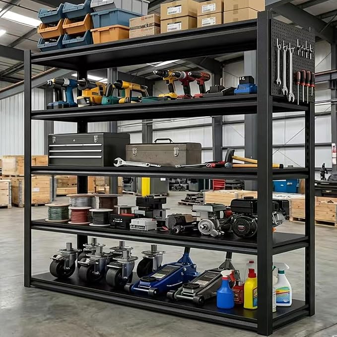 Storage Shelves with Pegboard, 72“*48" Wide 24”Heavy Duty Garage Shelving Units by Unknown