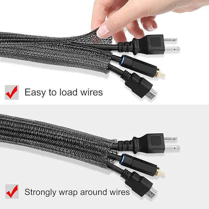 Moxita 10ft - 1/2 inch Cord Protector Cable Sleeve Split Wire Loom Tubing - Image 2