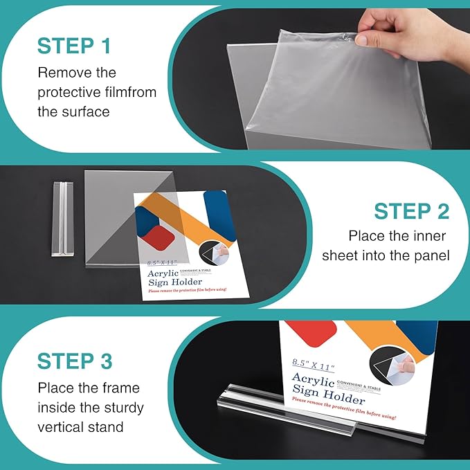 Relx 6 Pack Acrylic Sign Holder 8.5 x 11, Vertical T Shape Plastic Sign Holder - Image 4