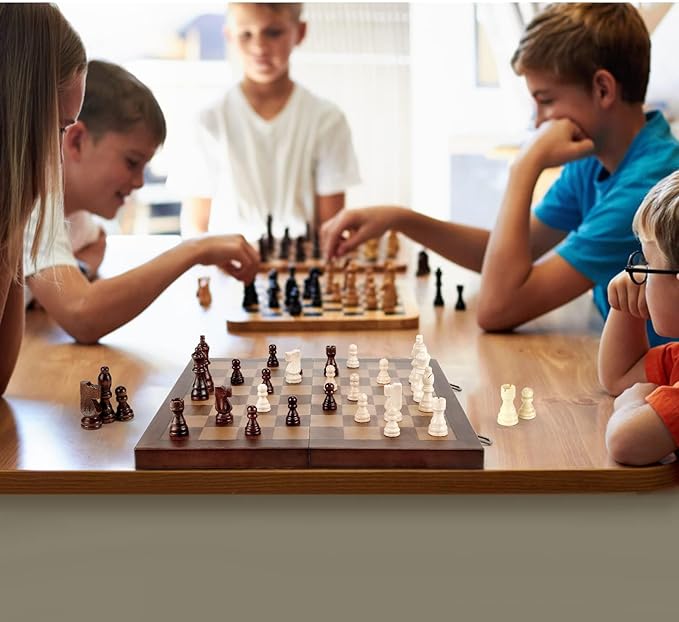 Magnetic Wooden Chess Set for Adults Kids 15'' Chess Board - Image 5