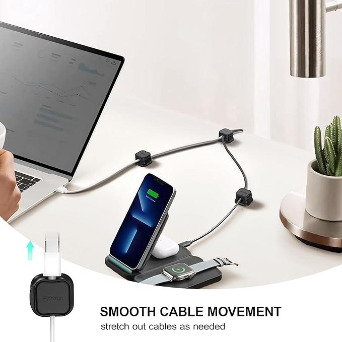6 Pack Magnetic Cable Clip Organizer Cord Holder, Picozon Adhesive Cable - Image 3
