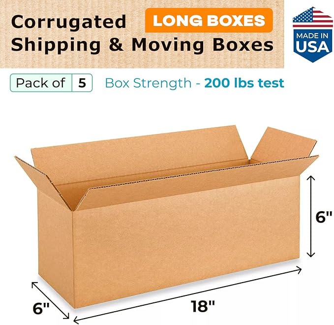 Long Moving & Shipping Boxes 18 x 6 x 6 inches - Image 2