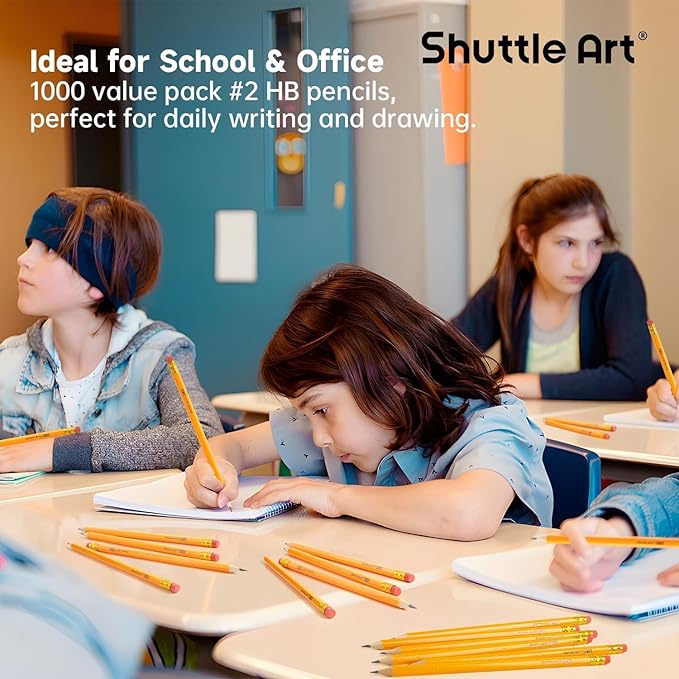 Shuttle Art Wood-Cased #2 HB Pencils, 600 Pack Sharpened Yellow Pencils - Image 5