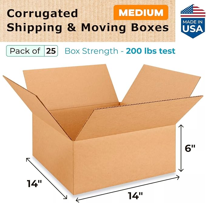 Medium Moving & Shipping Boxes 14"L x 14"W x 6"H - Image 2