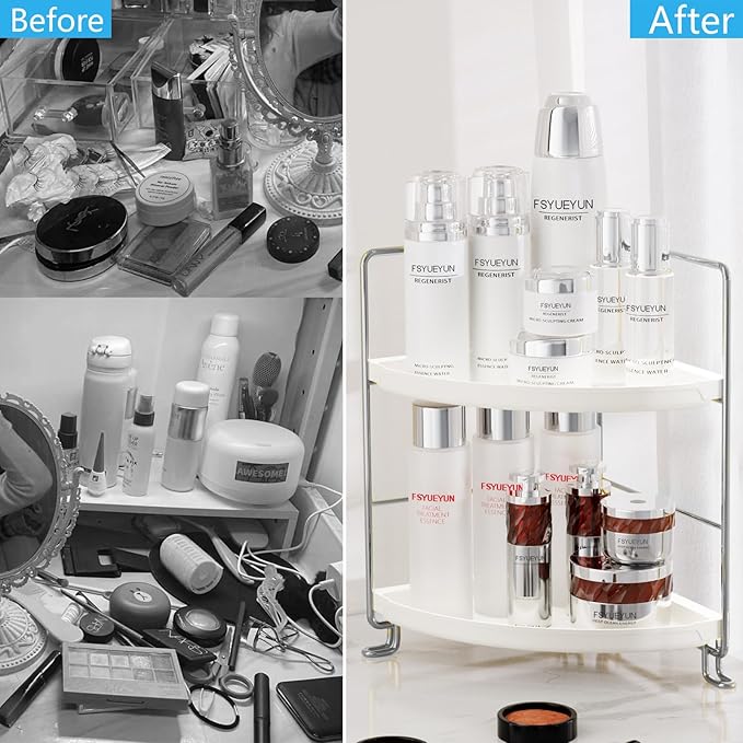FSyueyun 2-Tier Corner Bathroom Counter Organizer, Tool-Less Installation - Image 5
