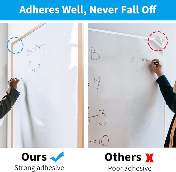 AFMAT Whiteboard Sticker, 17.3" x 36" Dry Erase Wallpaper, Peel and Stick White - Image 3