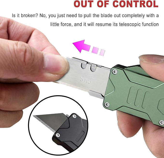 Caressolove Switch Blades Knife Push Button, Aviation Aluminum EDC Box Cutter - Image 6