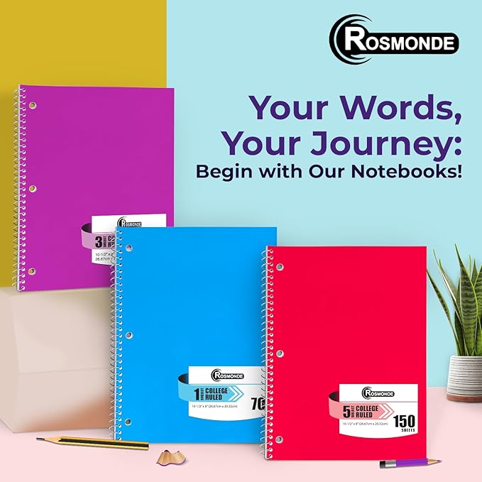 Rosmonde 24 Pack 3 Subject Spiral Notebook College Ruled Bulk, Thick Paper - Image 7