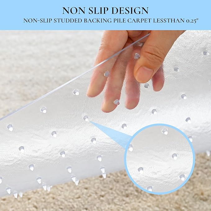 HOMEK Office Chair Mat for Carpet, Transparent Carpet Protector Mat for Office - Image 4