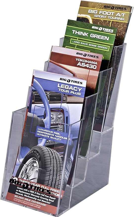 Clear-Ad - LHF-S104 - Acrylic Slant Back 4 Tier Trifold Brochure Display in by Clear-Ad