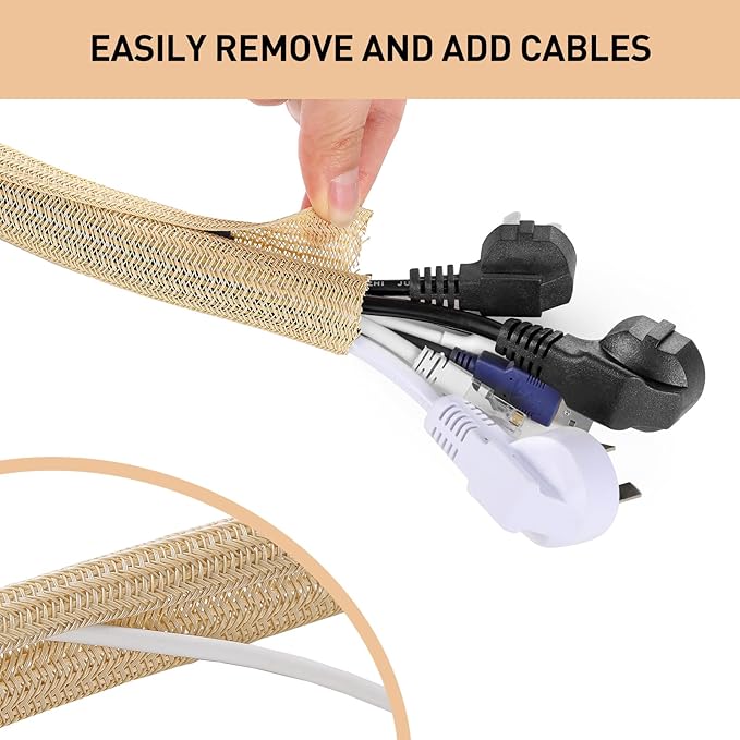 AGPTEK Cable Sleeve Cover, 2 Pack 5ft - Image 4