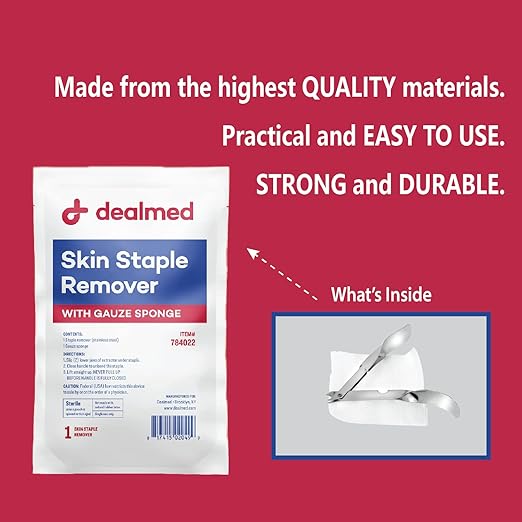 Dealmed Sterile Staple Removal Kit, Includes Staple Remover and Gauze Sponge - Image 2