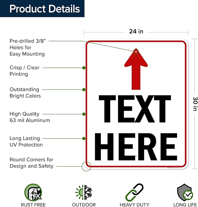 Custom Arrow, Custom Directional Sign, Up Arrow, 24x30 Inches, Rust Free .063 - Image 6