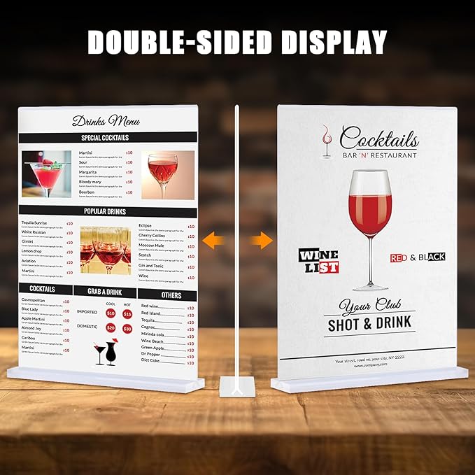 xydstay 6pack Acrylic Sign Holder 5 X 7, Vertical T Shape Clear Plastic Sign - Image 2