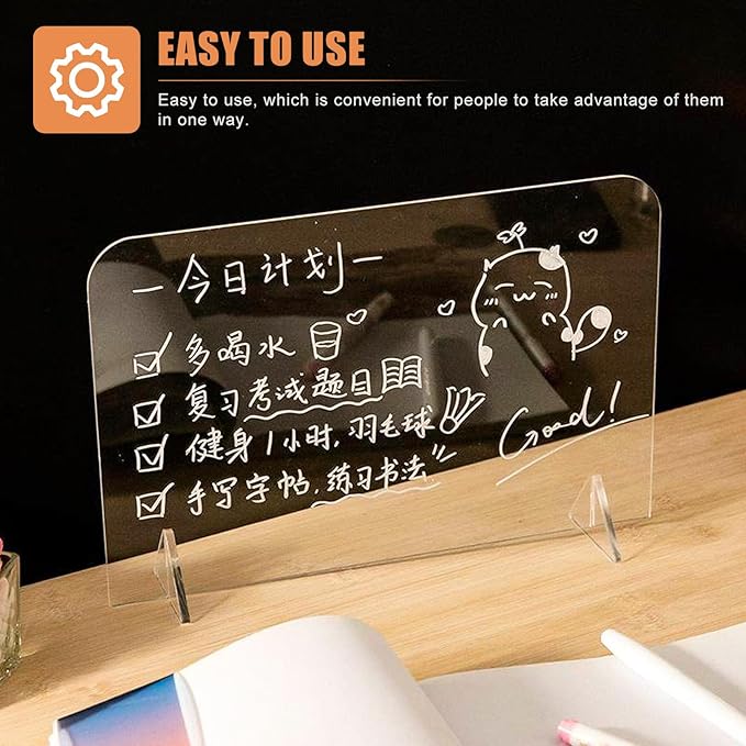 Generic 5Pcs Acrylic Writing Boards 20X30Cm Desktop Message Whiteboards - Image 4