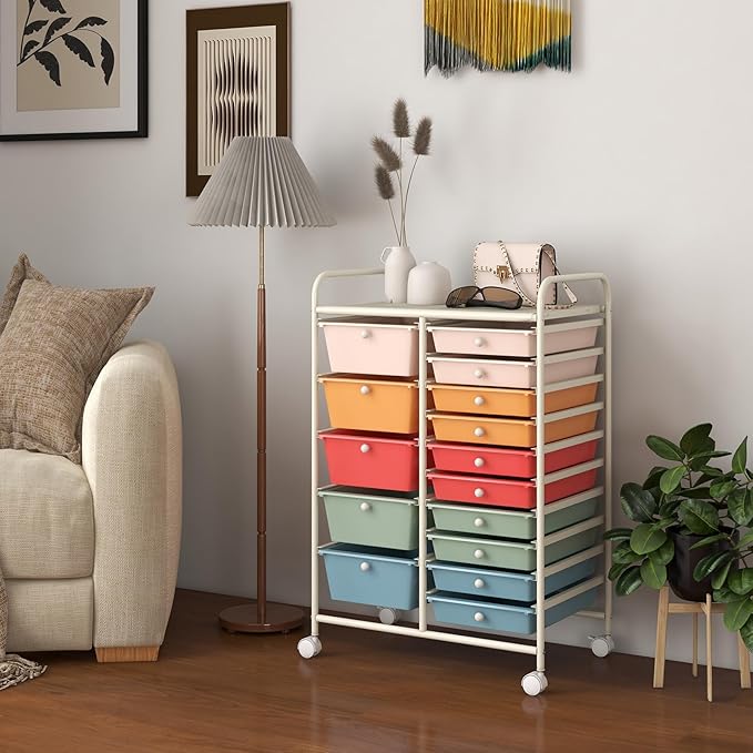 GOFLAME 15-Drawer Rolling Storage Cart, Craft Storage Cart - Image 9