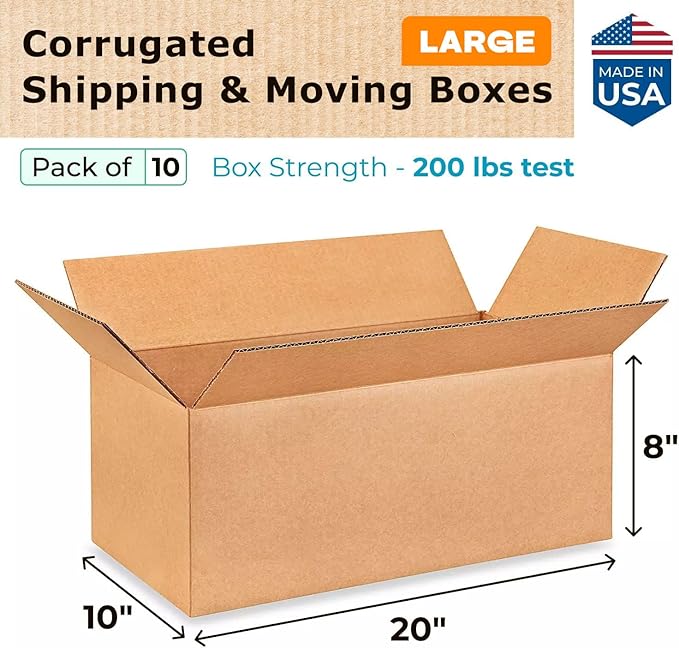 Large Shipping & Moving Boxes 20x10x8 inches - Image 2