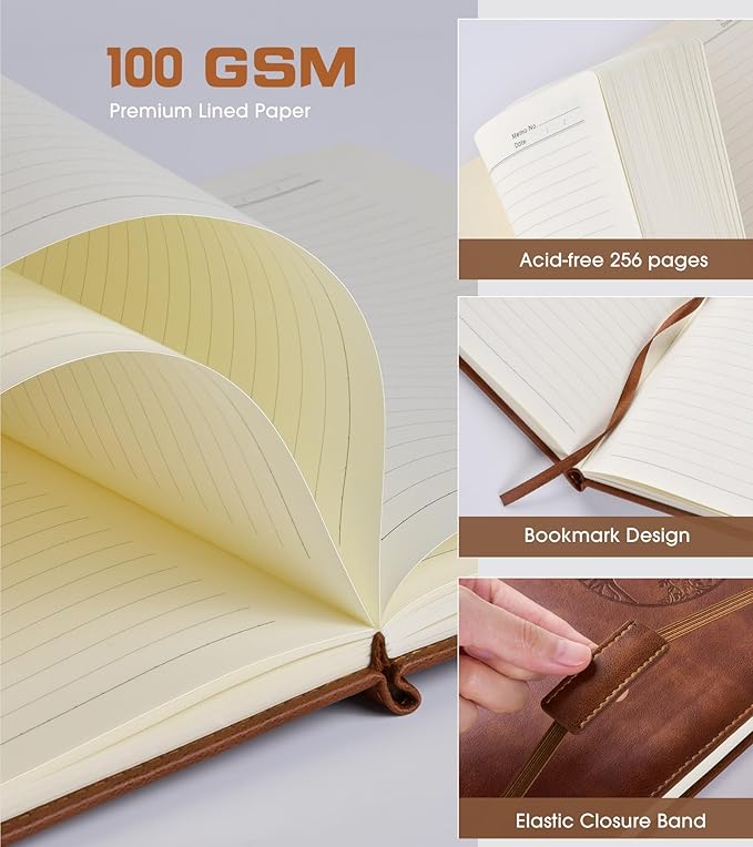 Biuwory Lined Journal Notebook for Women Men, 256 Pages A4 Large Hardcover - Image 4