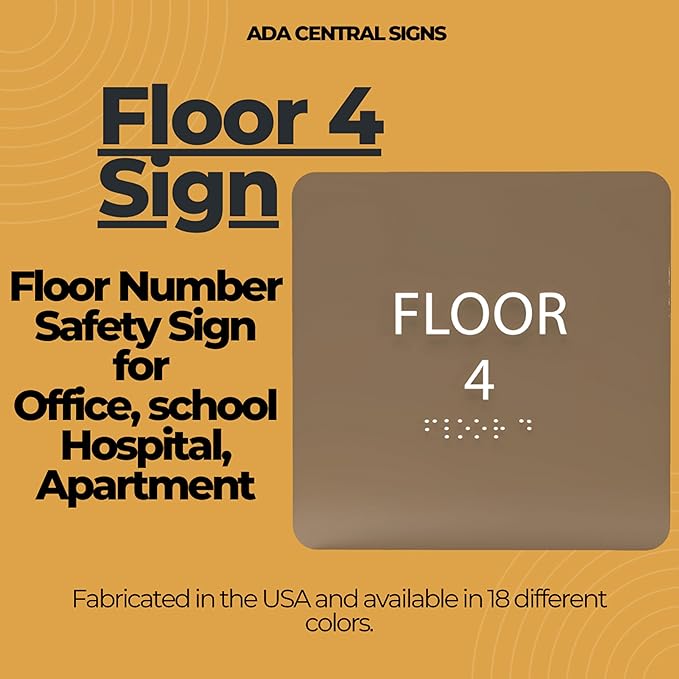 Clean Grey ADA Floor 4 Sign - Image 6