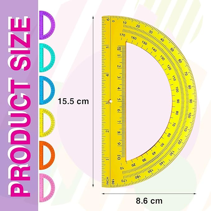 Zonon 500 Pieces Protractors Bulk Plastic 180 Degrees 6 Inch Translucent - Image 2