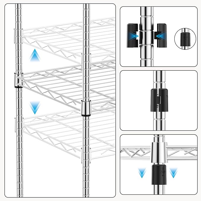 M MZG 1000 lbs 4Tier Shelf Metal Storage Shelves Wire Rack Closet Organizers - Image 4