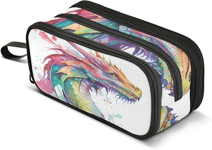 BOENLE Custom Watercolor Dragon Pencil Case Box Boys Girls Personalized Name by BOENLE-WELCOMEYOURCOMING