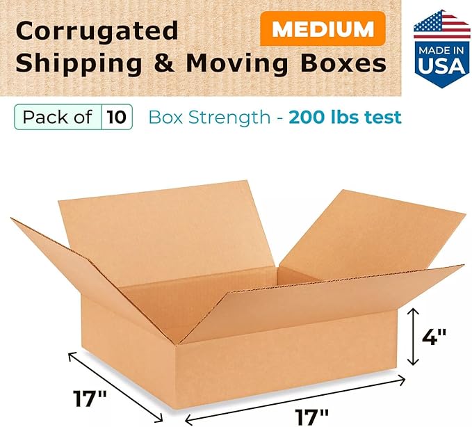 Medium Shipping & Moving Boxes 17x17x4 inches - Image 2