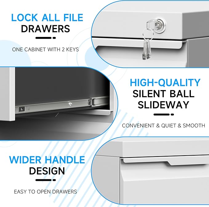 Bestoo 3-Drawer Mobile File Cabinet - Image 8
