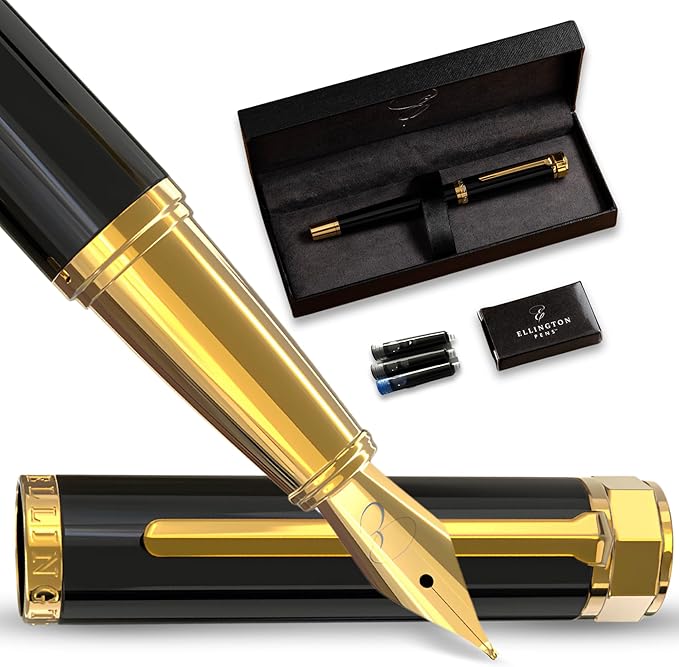 Ellington Pens Luxury Fountain Pen Set- Smooth Medium Nib- Includes 3 Ink by EllingtonPens