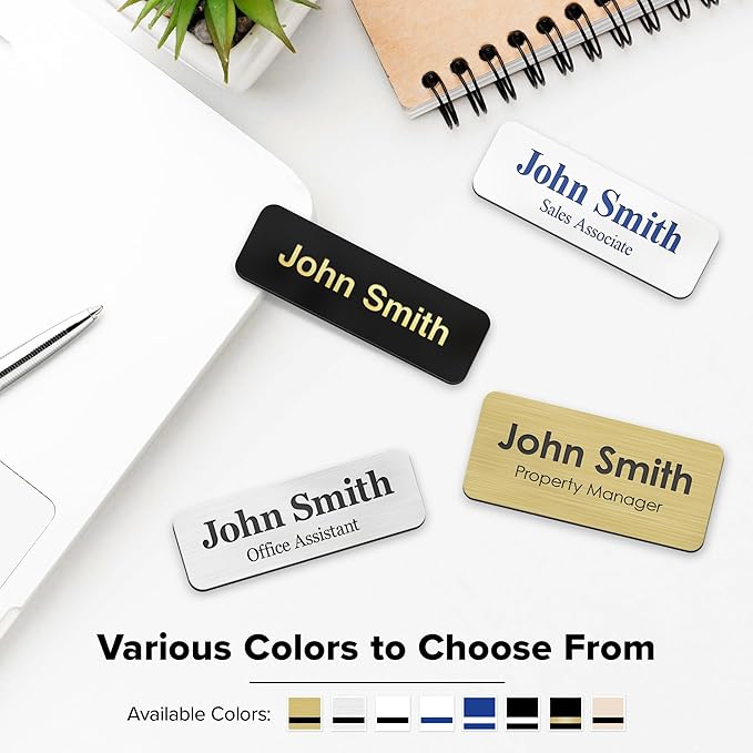 Custom Engraved Name Tags, Magnetic Black and White Name Tags, Personalized - Image 7