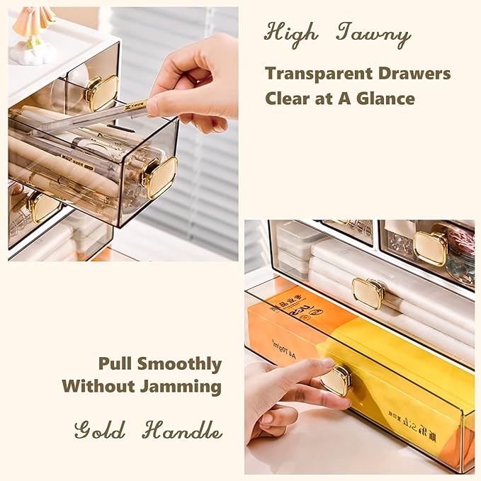 Spacious Desk Drawers, Stackable Desktop Organizer, Plastic Storage Box - Image 5