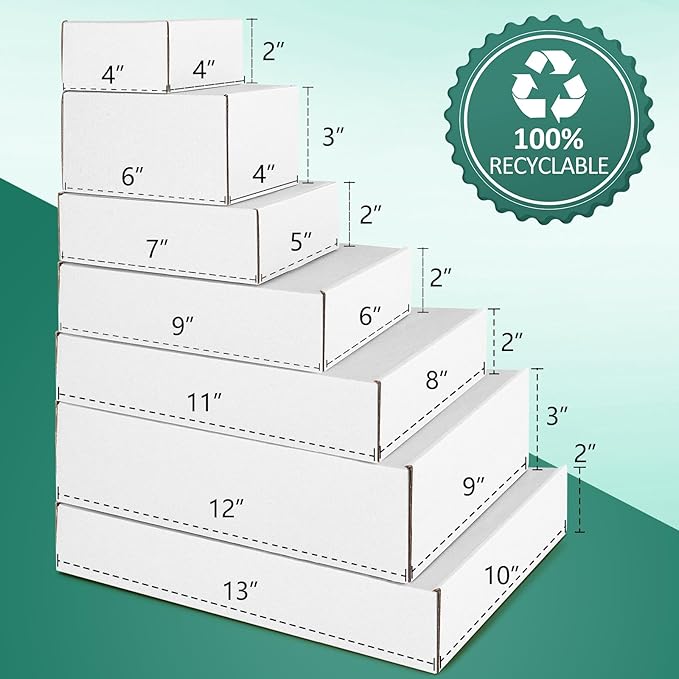 Eupako 13x10x2" White Shipping Boxes Corrugated Box Mailers 20 Pack Cardboard - Image 4