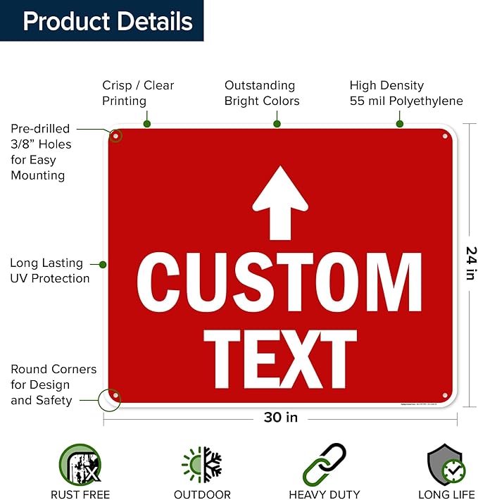Custom Arrow, Custom Directional Sign, Up Arrow, 24x30 Inches, 55 mil thick - Image 6