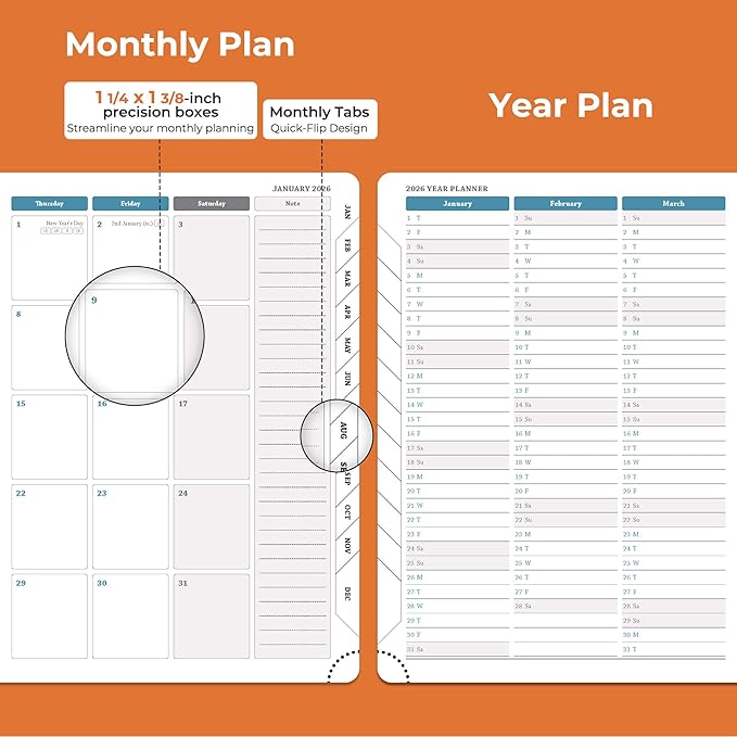 IN-LUXPRO Planner 2026 Daily Weekly and Monthly, 11.5"x8.5", 12 Months Spiral - Image 4