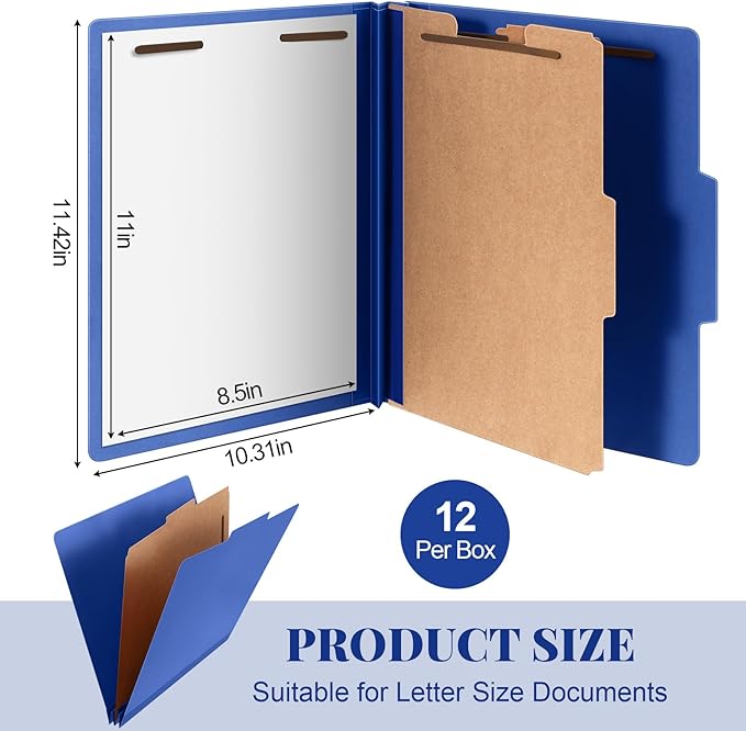 Skyygemm 12 Pcs Classification Folders Letter Size, 1 Divider Pressboard File - Image 2