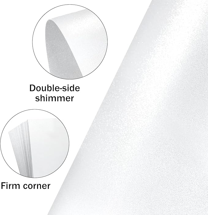 White Shimmer Cardstock Ledger Paper 11x17, Goefun Shimmer Card Stock - Image 3