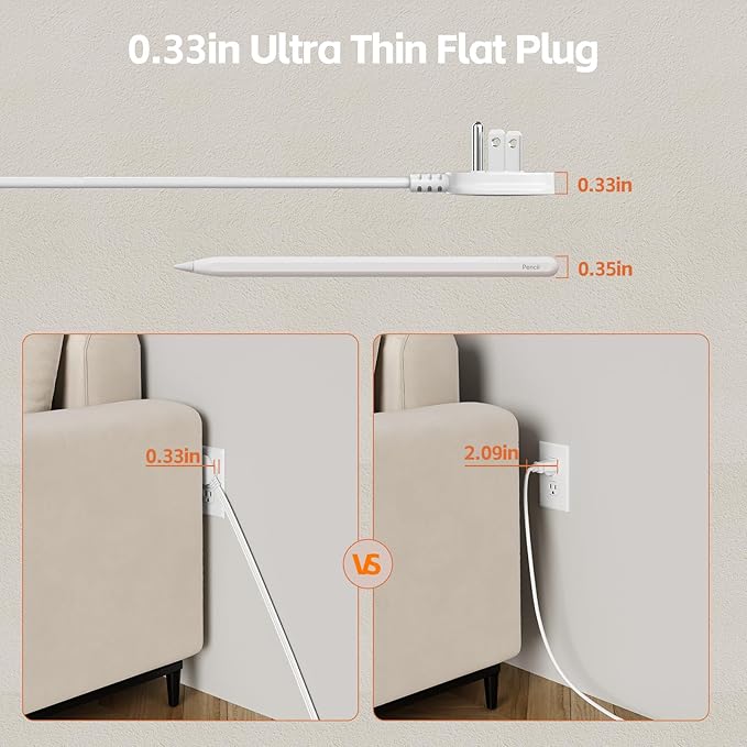 Surge Protector Power Strip 10 FT Flat Extension Cord ，10 AC Outlets & 4 USB - Image 5