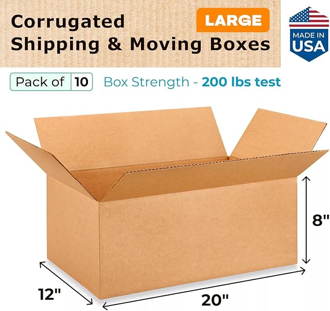 Large Shipping & Moving Boxes 20x12x8 inches - Image 2