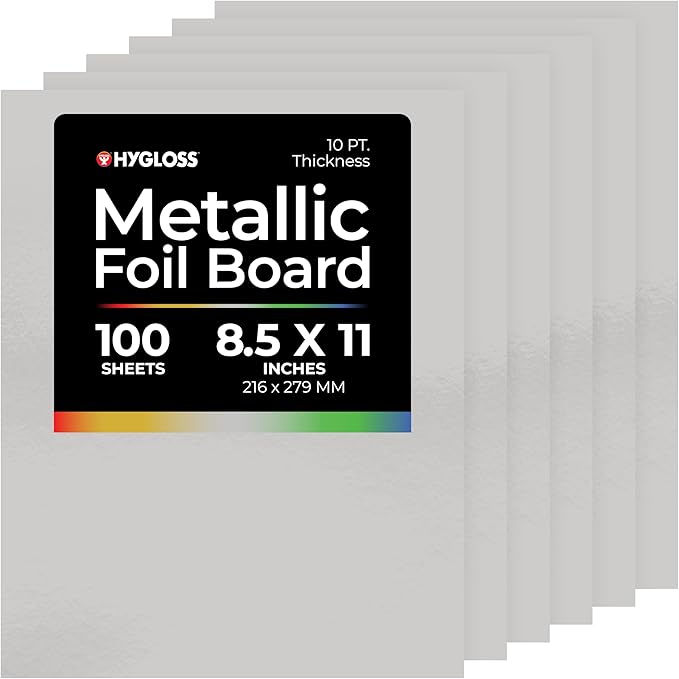 Hygloss Metallic Cardstock Sheets – 100 Matte Silver Sheets, 8.5” x 11” by HyglossProductsInc