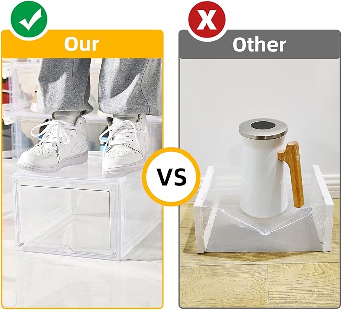 KEFA 8 Pack US 15 XXL Clear Shoe Storage Boxes Stackable, Shoe Organizer Clear - Image 4